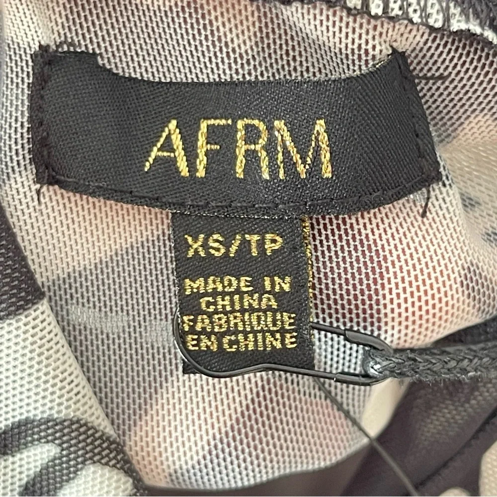 ❌SOLD❌Afrm x Revolve Miki Black Noir Rose Mesh turtleneck top with faux fur cuff - Picture 7 of 12